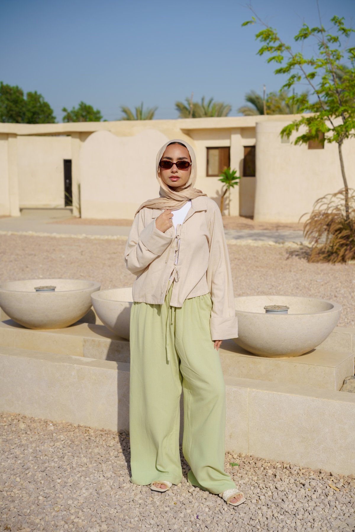 Ribbon blouse - beige