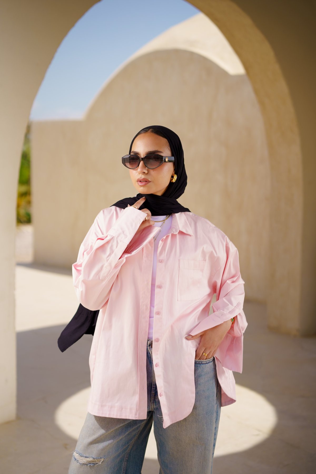 Curved Loose fit shirt - pink