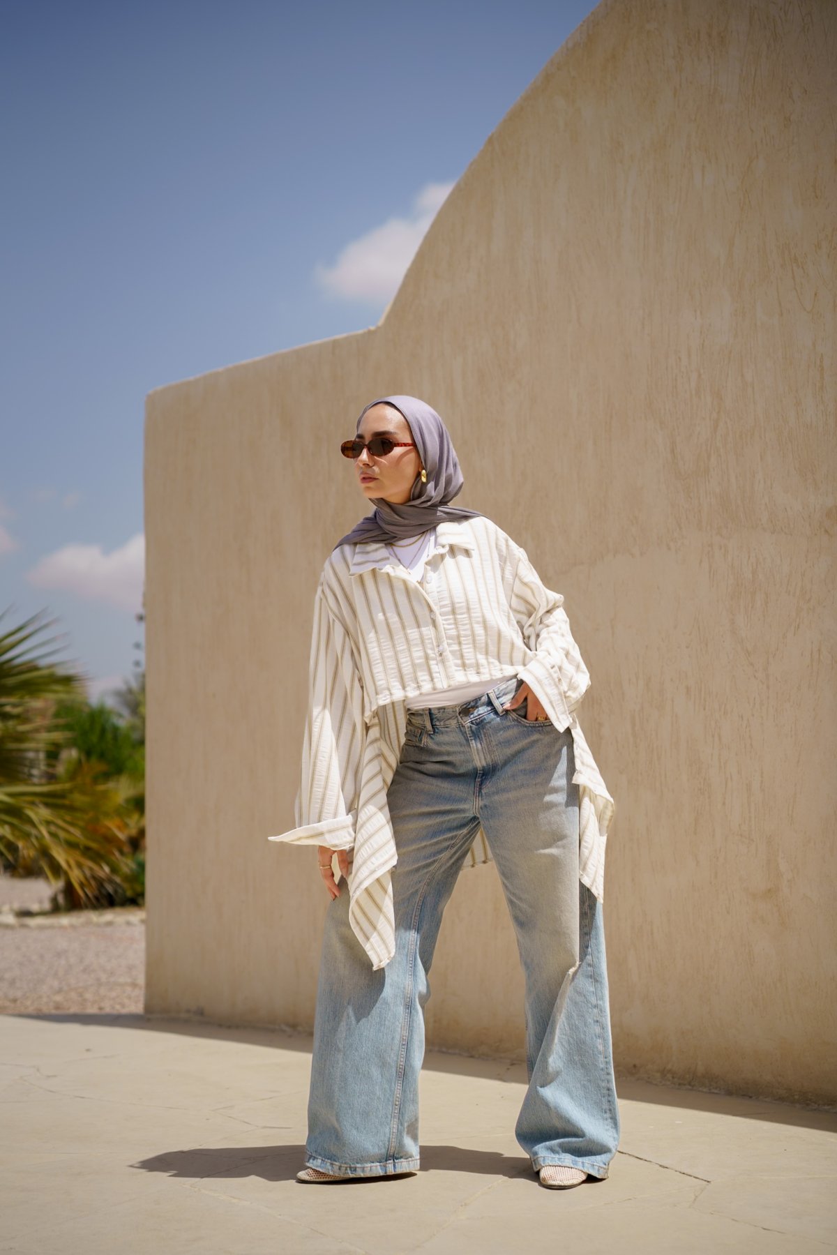 stripes linen shirt - beige