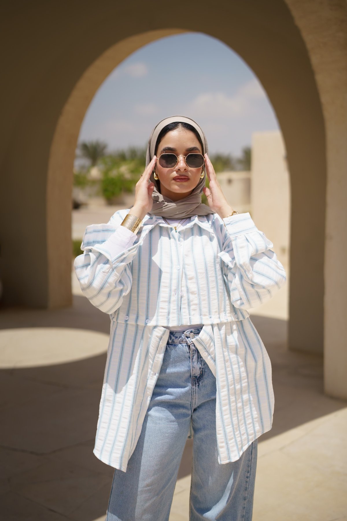 stripes linen shirt - Blue