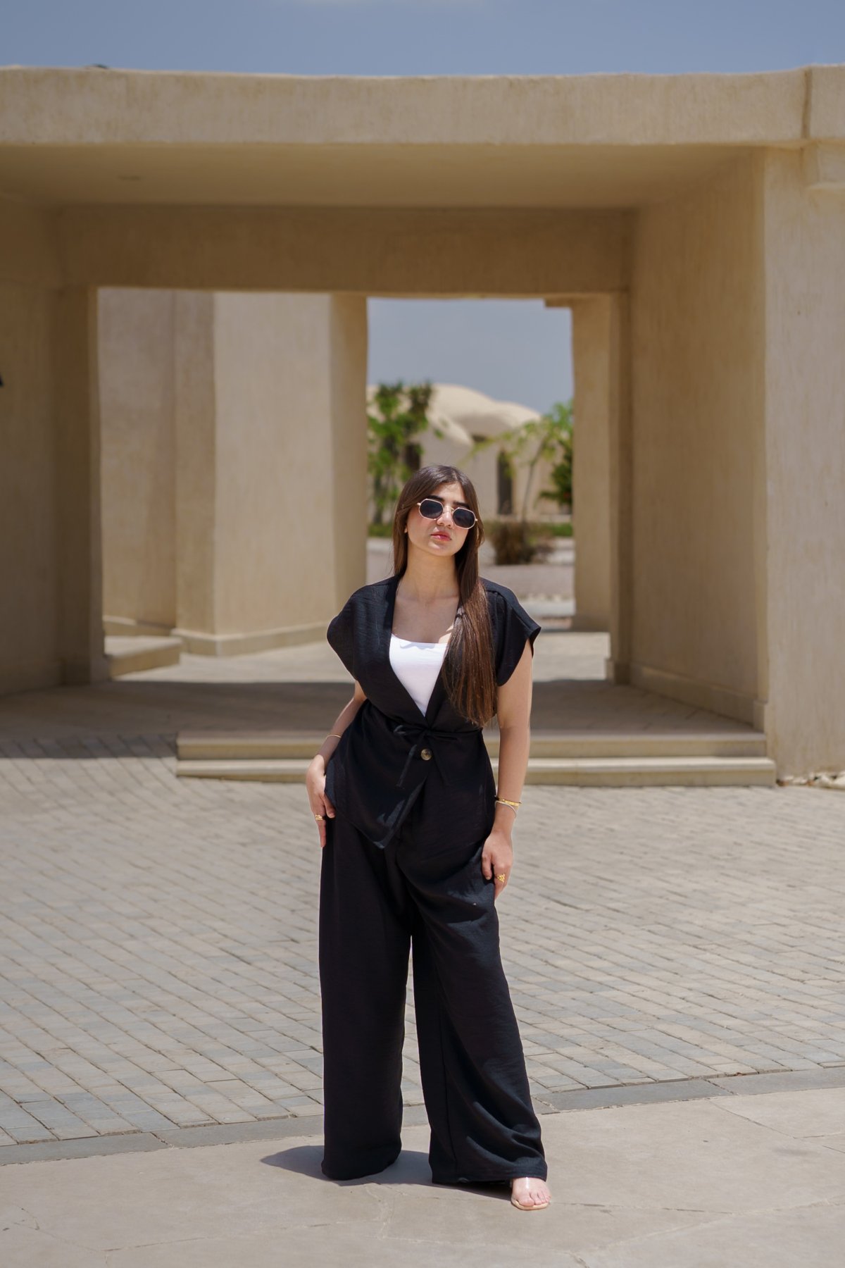 The elegant linen set - black