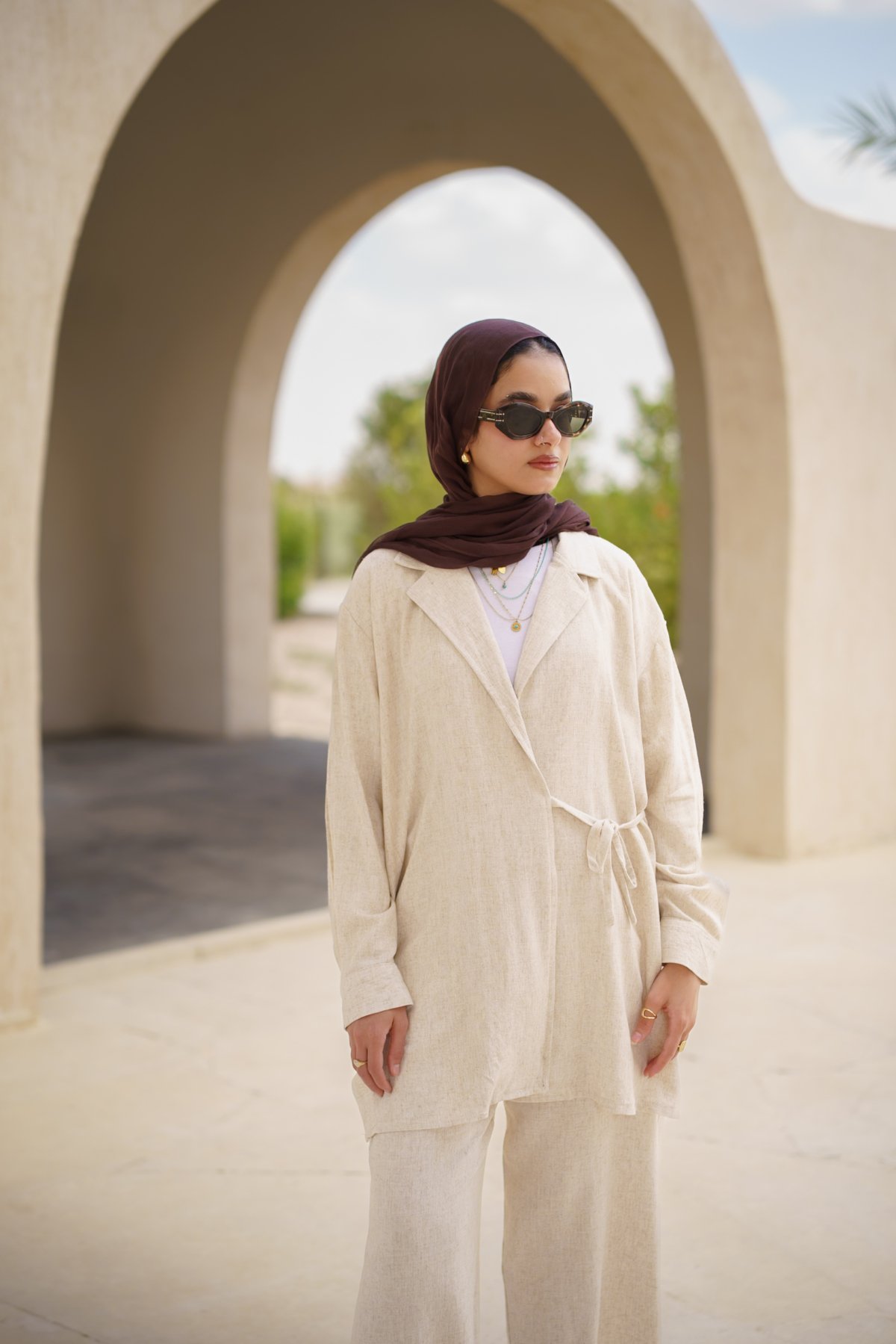 warp blazer linen set - beije